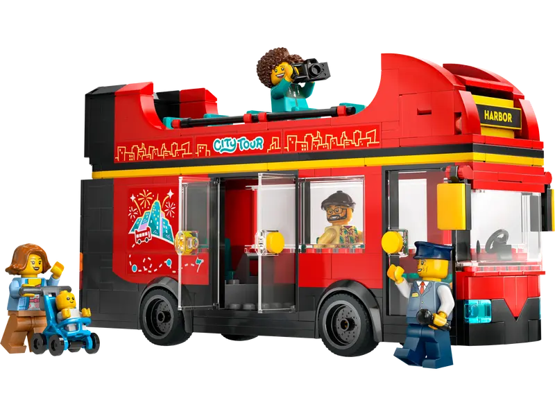 Autobus turistico rosso a due piani