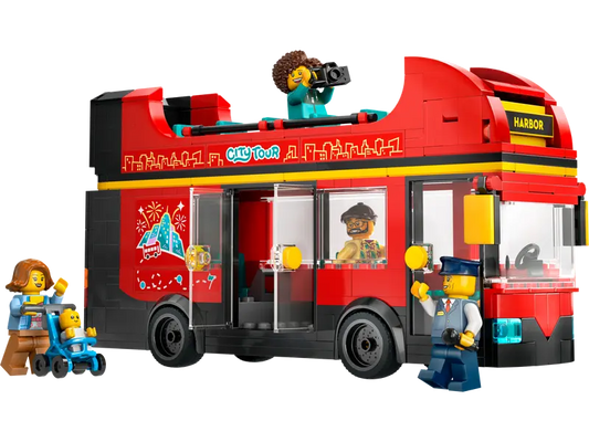 Autobus turistico rosso a due piani